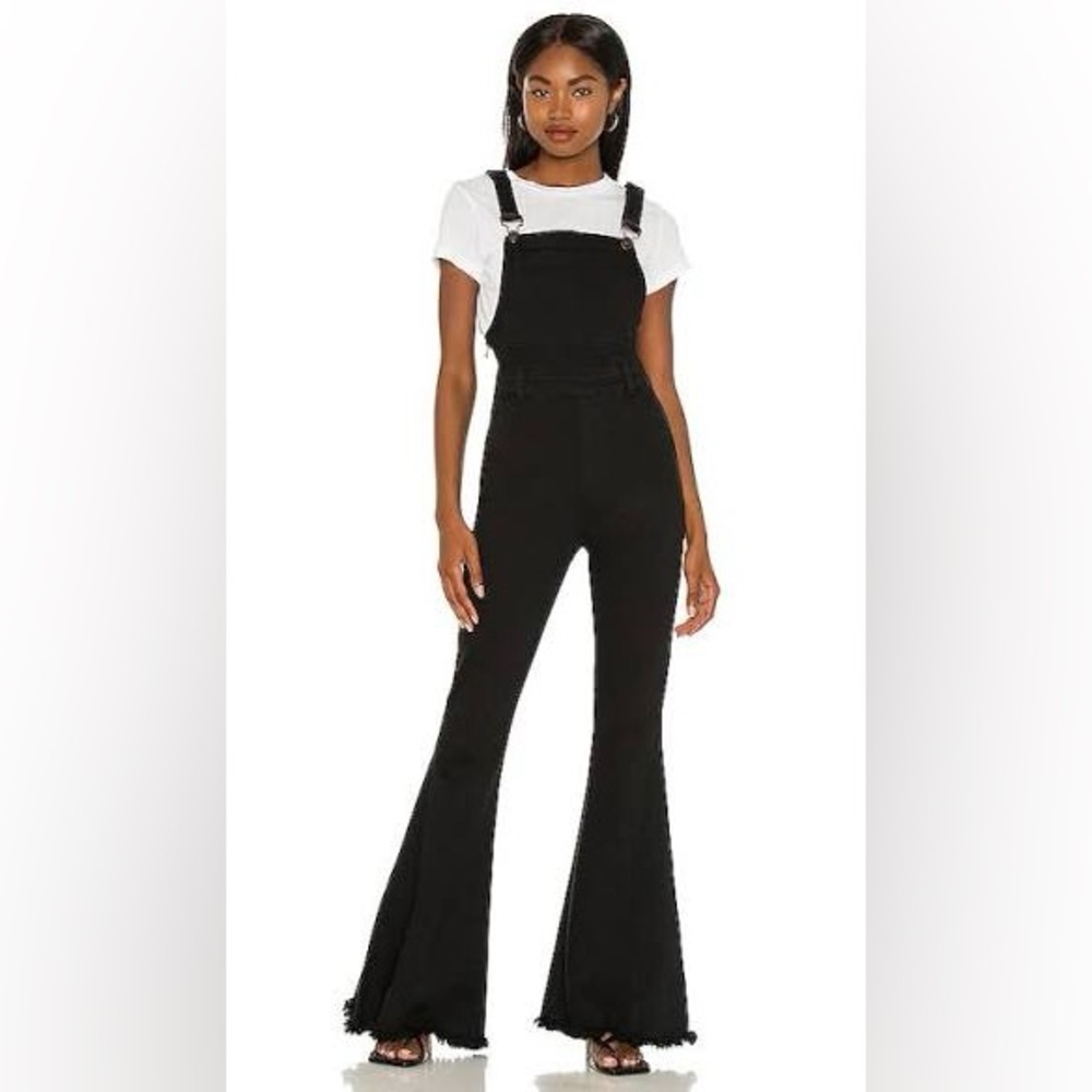 Show Me Your MuMu Black Flared Denim Overalls